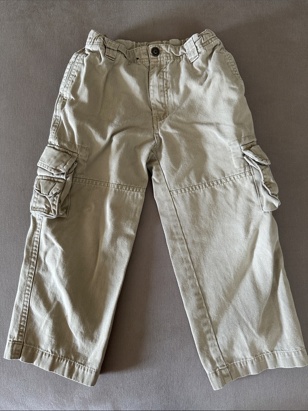 First Wave Boys Cargo Pants Beige/Tan size 5 / 5t adjustable waistband.
